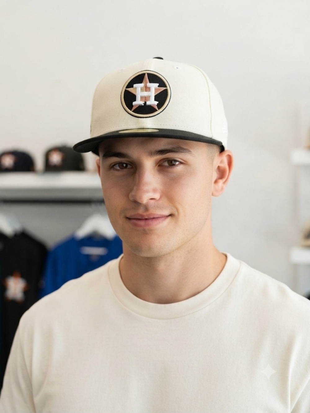 New Era Houston Astros Cream & Black Fitted 59FIFTY Hat